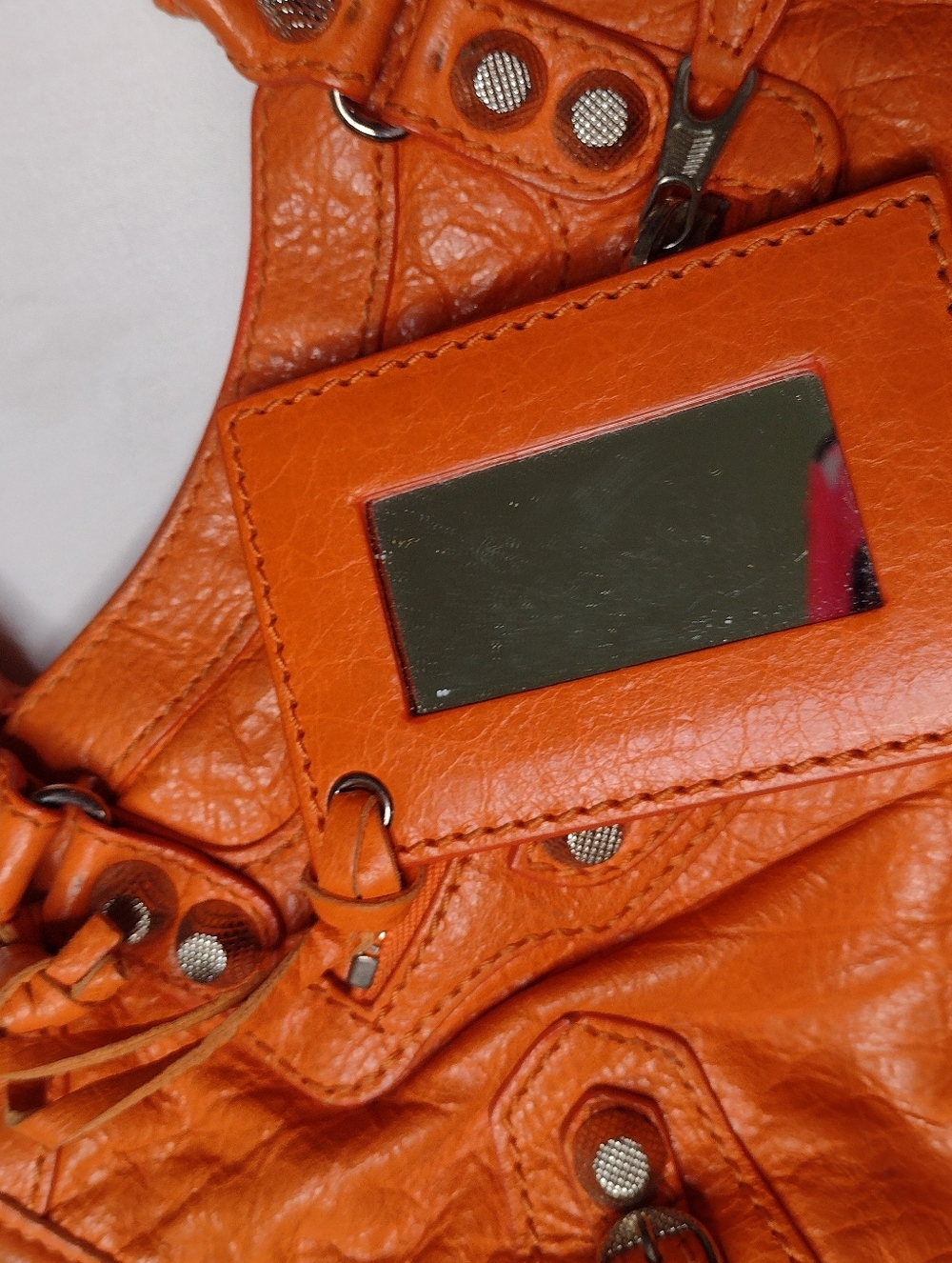 Balenciaga Mini Le City Top Handle Bag  Leather Orange Purse Crossbody - Picture 4 of 14